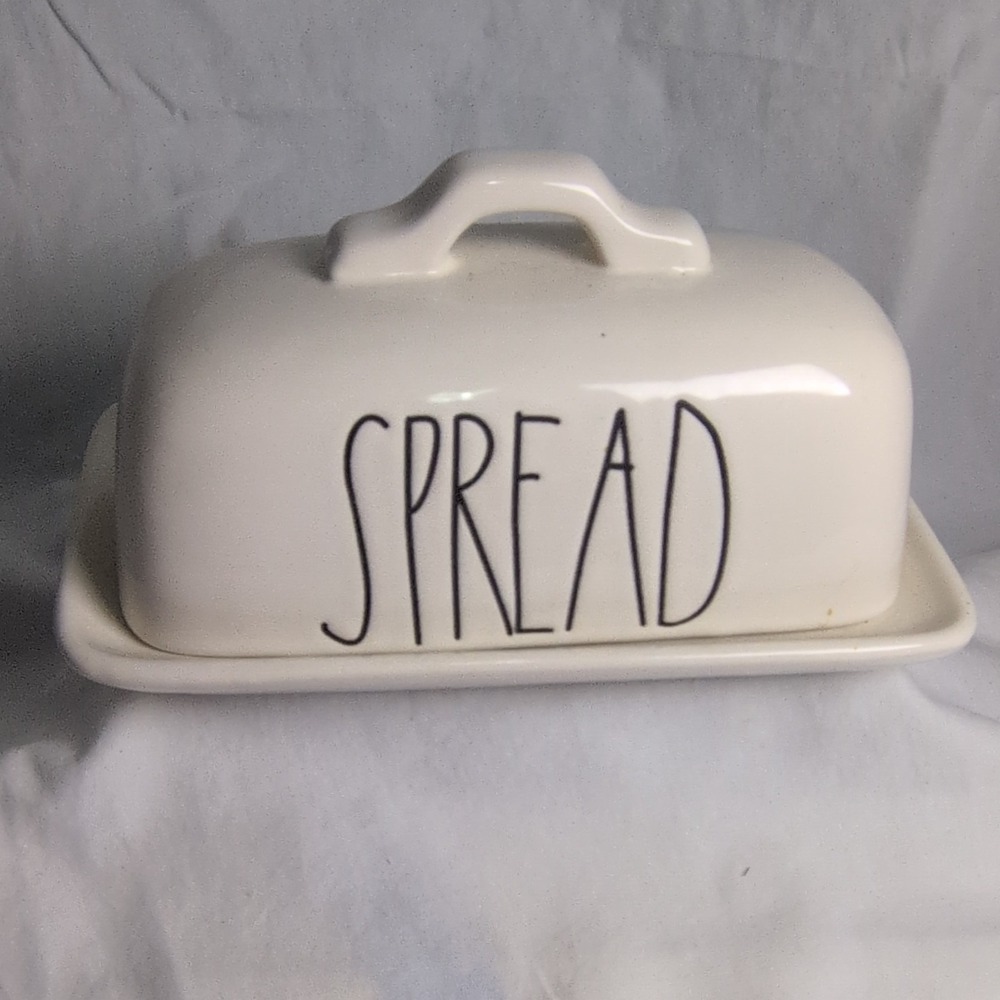 Rae Dunn Covered‎ Butter Dish Ceramic White Rectangle Lid Included Glossy Finish